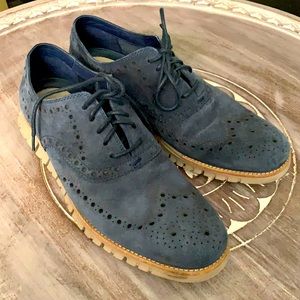 Blue Suede Cole Haan ZeroGrand Oxfords